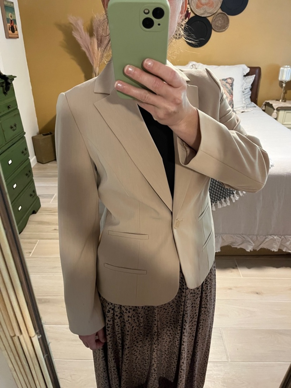 Apostrophe Beige Single-Button Tailored Blazer